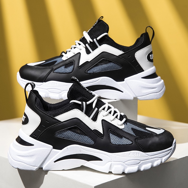 Giày thể thao sneaker nam HUTA GS032 màu trắng đen, da tổng hợp cao cấp, đế chống trượt