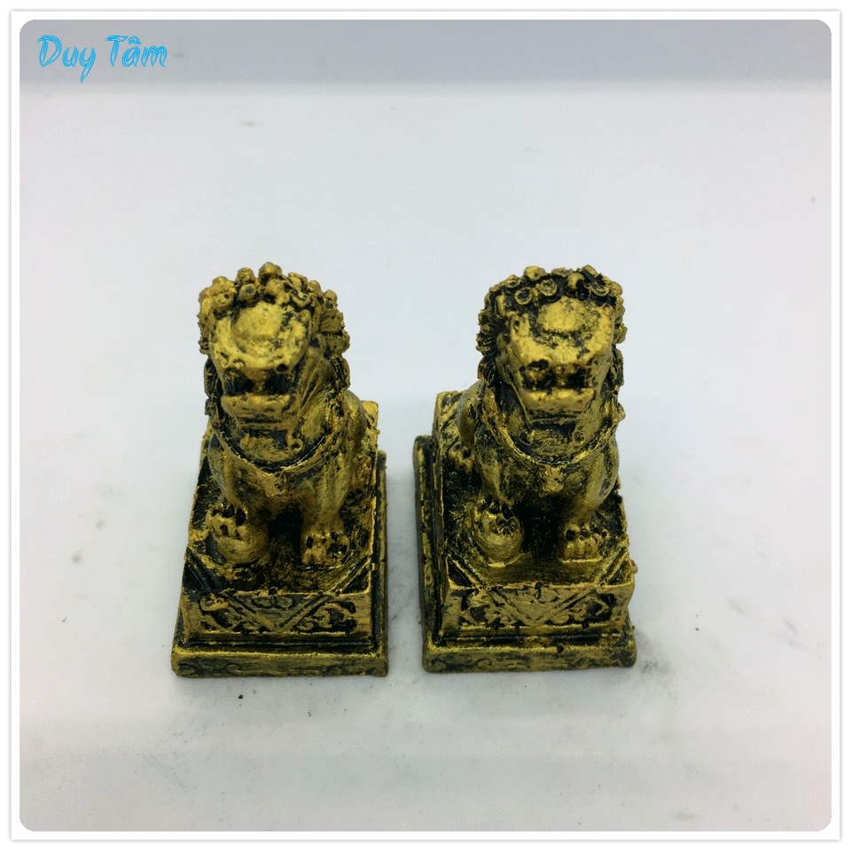 Tiểu cảnh mini để bàn, hồ cá, bán cạn, bể cá thủy sinh, non bộ, bonsai, bàn làm viêc. TC005- Mô hình cặp sư tử đá.