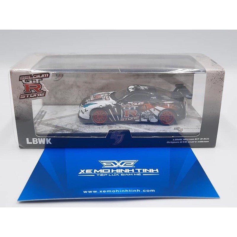 Xe Mô Hình Nissan GT-R R35 Liberty Walk 1:64 Miniatures ( Đen Trắng )