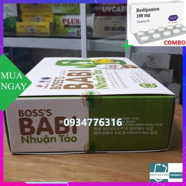 Combo Bedipanten 100mg +  Gel nhuận táo BOSS'S BABI bổ sung chất xơ, cải thiện táo bón
