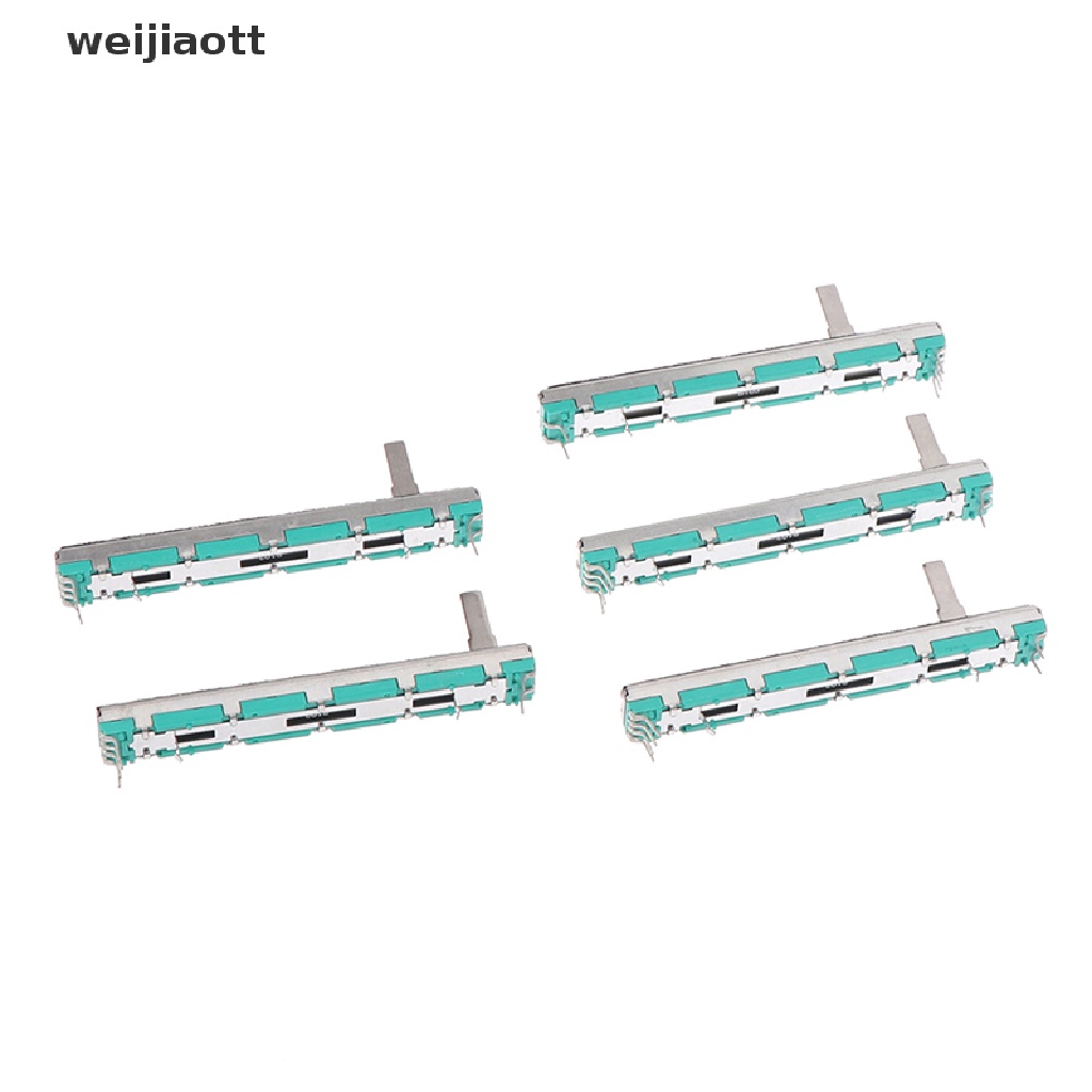 weijiaott 5Pcs Double 75MM Straight Slide Potentiometer B103 Mixer Fader B10K WT