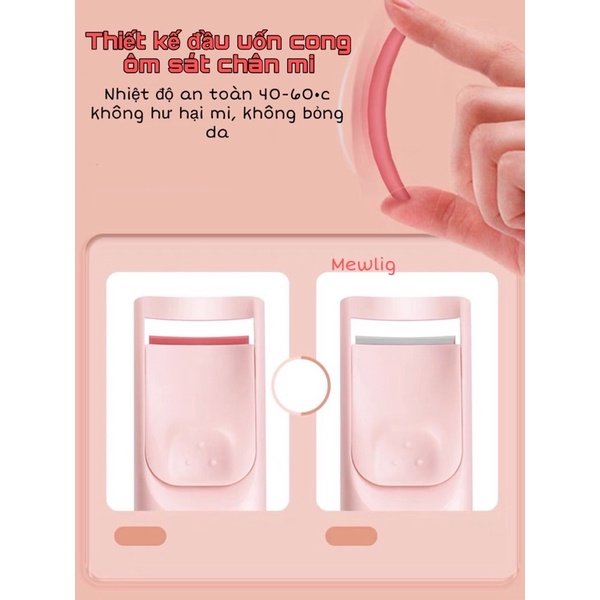 Máy uốn mi nhiệt Mewlig siêu cong dáng cầm tay tiện lợi giá rẻ- giữ nếp trong 24h có tặng phụ kiện sạc