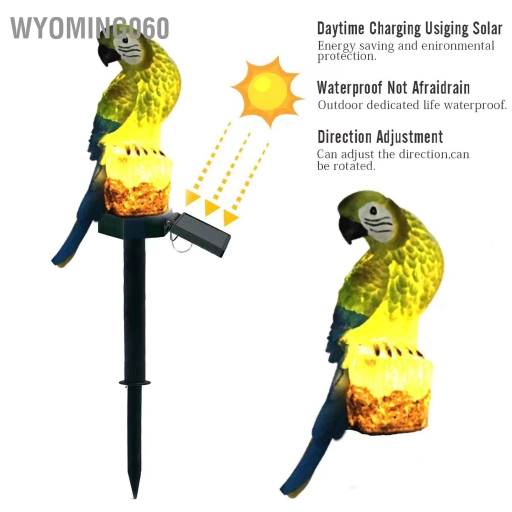 Wyoming060 Mặt đất năng lượng mặt trời ngoài Chèn ánh sáng cảnh quan Hình dạng con vẹt Đèn trang trí ngủ cắm trại không thấm nước