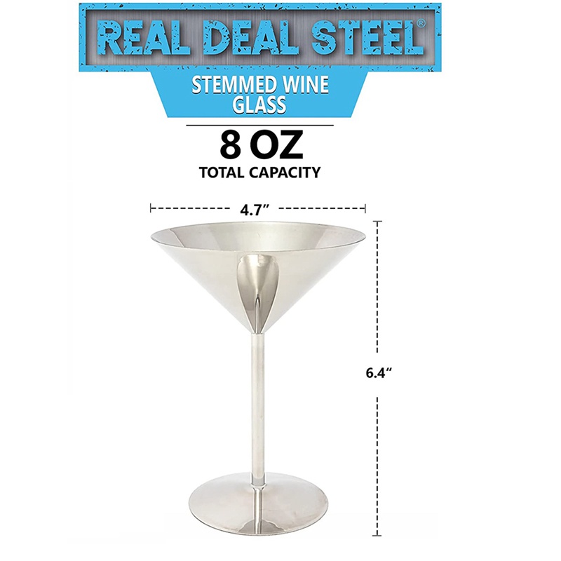 [New]Stainless Steel Martini Glasses Set of 4, 8 Oz Metal Cocktail Glasses, Unbreakable, Durable, Mirror ed Finish