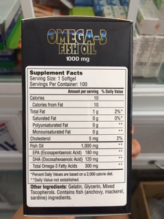 Viên Dầu Cá Omega 3 Fish Oil 1000mg