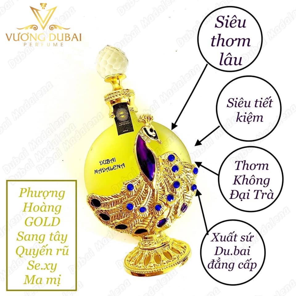 Tinh Dầu Nước Hoa Dubai Queen Phượng Hoàng Gold Chính Hãng Quốc Tế Thiết Kế Cao Cấp, nước hoa cho nam và nữ- 35ml | Thế Giới Skin Care