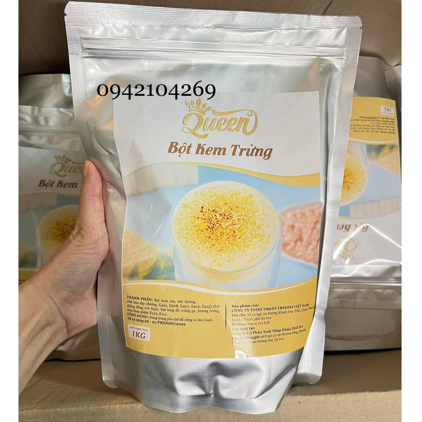 [SẴN HÀNG] Bột Kem Trứng QUEEN gói 1kg TẠO LỚP KEM TRỨNG THƠM NGON NGẬY NHƯ HÀNG XIUKA- Bách hóa nguyên liệu pha chế