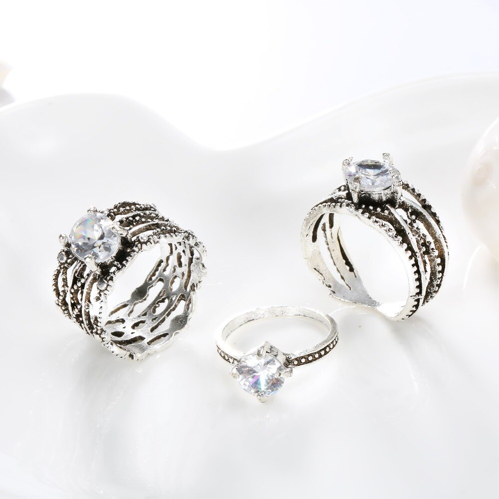 Set 3 Nhẫn Đốt Ngón Tay Phong Cách Bô-Hem Cho Nữ