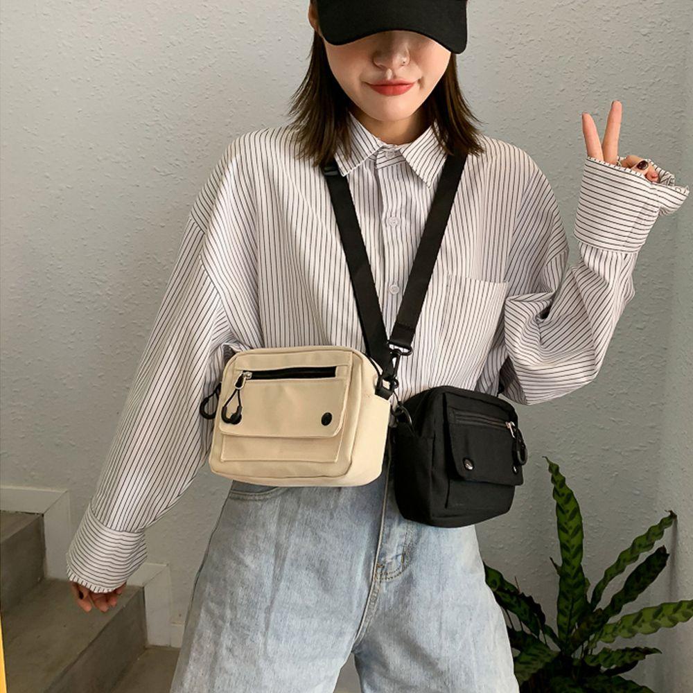 ♫DAPHNE♫ Women Men Messenger Bags Zipper Casual Tote Canvas Shoulder Bag Fashion Handbag Multifunctional Pure Color Mobile Phone Bag/Multicolor