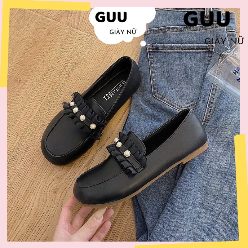 Giày lười lolita xinh xắn màu trắng và màu đen, giày slip on nữ G9999