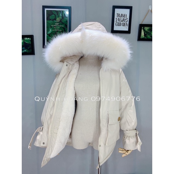 Áo phao khoác kaki lót lông dáng suông dài siêu ấm chuẩn Quảng Châu | BigBuy360 - bigbuy360.vn