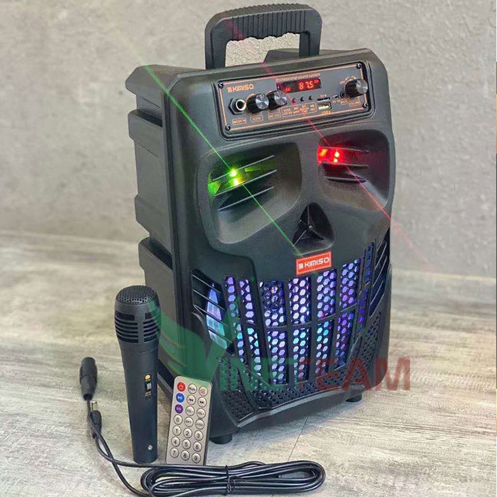 Siêu giảm giá - Loa kẹo kéo mini Karaoke giá rẻ  KIMISO QS-7801 Bass 20 ,Kèm điều khiển Tặng 1 micro có dây -dc4385