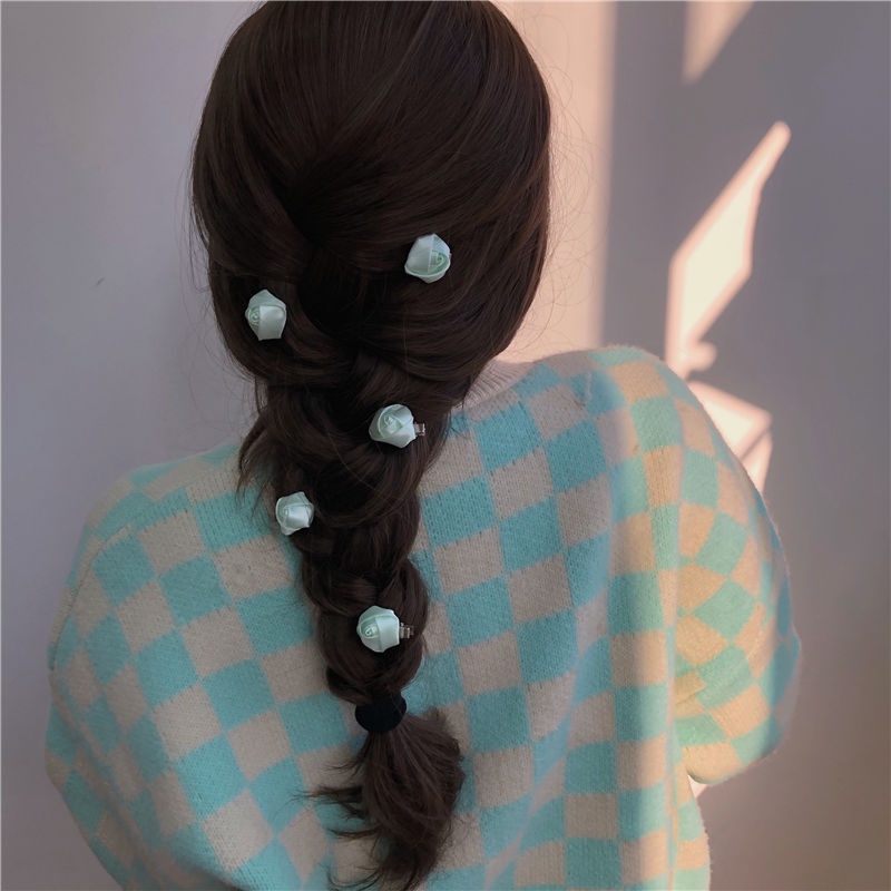 Kẹp Tóc Hoa Hồng Satin Dễ Thương Phong Cách Mới