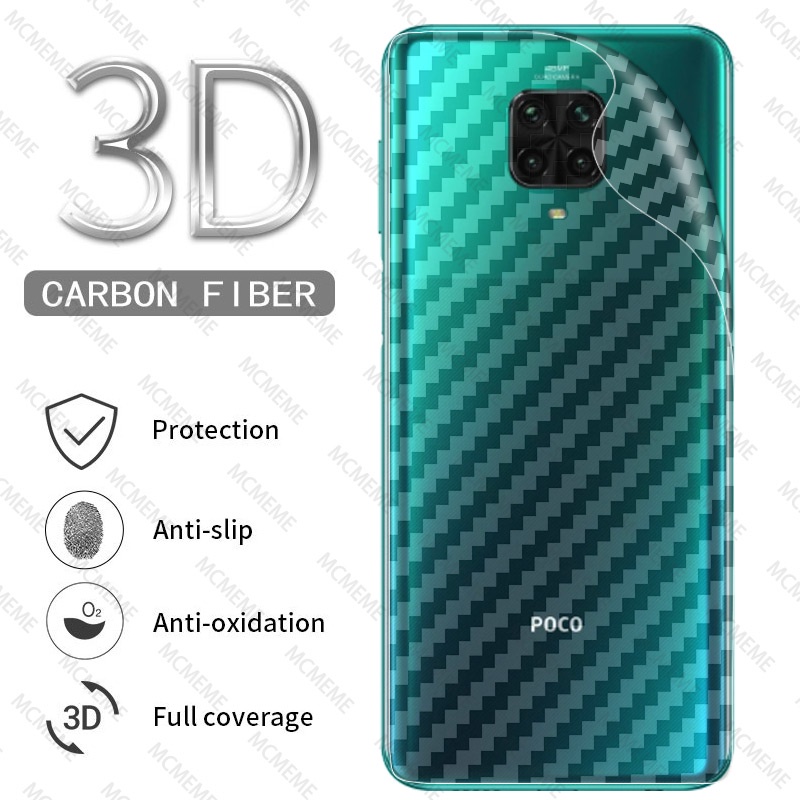 Set 5 miếng dán bảo vệ mặt sau bằng sợi carbon cho Xiaomi POCO M6 F5 X5 M5 M5s C40 X4 X3 NFC M4 M3 F3 F4 GT F2 Pro 5G Pocophone F1