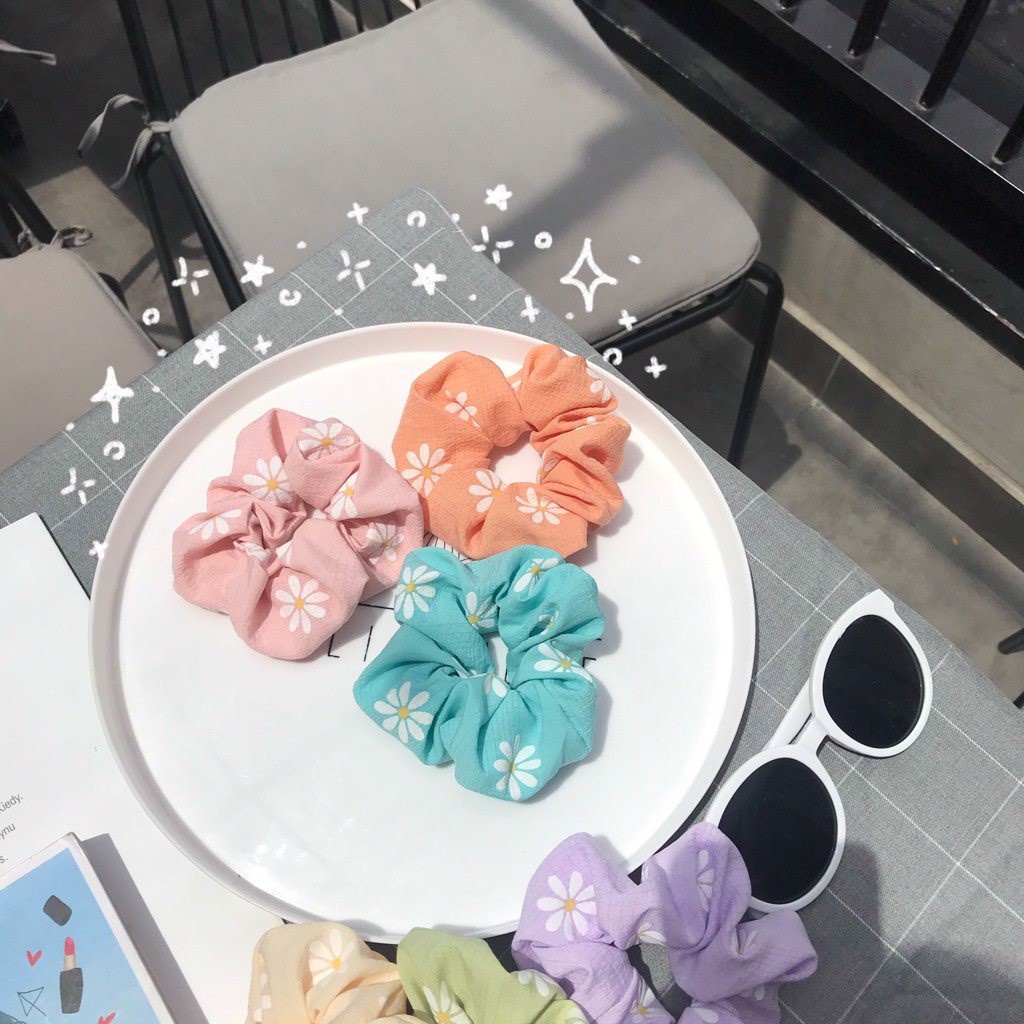 [ Ảnh Thật] Cột Tóc Vải Scrunchies Hoa Cúc * Peony