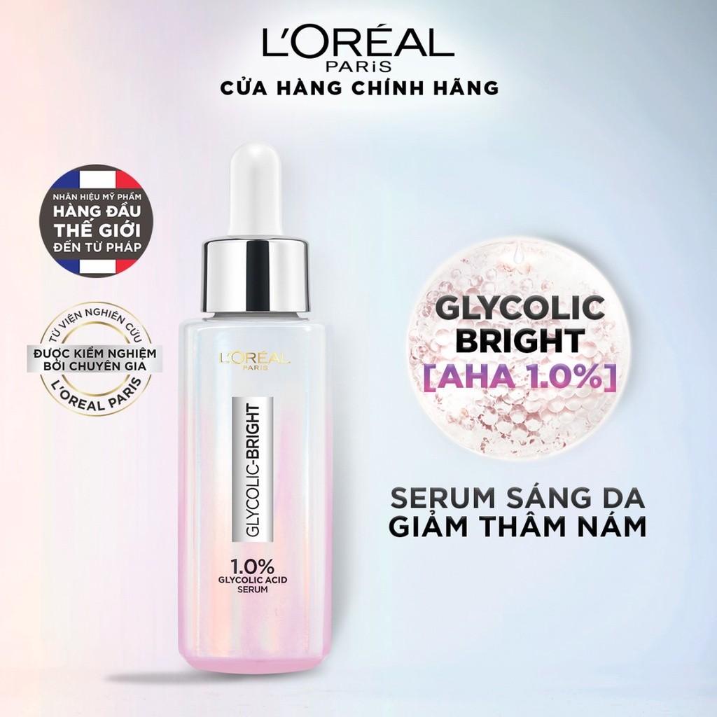 Serum dưỡng sáng mờ thâm nám L'Oreal Paris Glycolic Bright 1.0% Glycolic Acid (AHA) 30ml