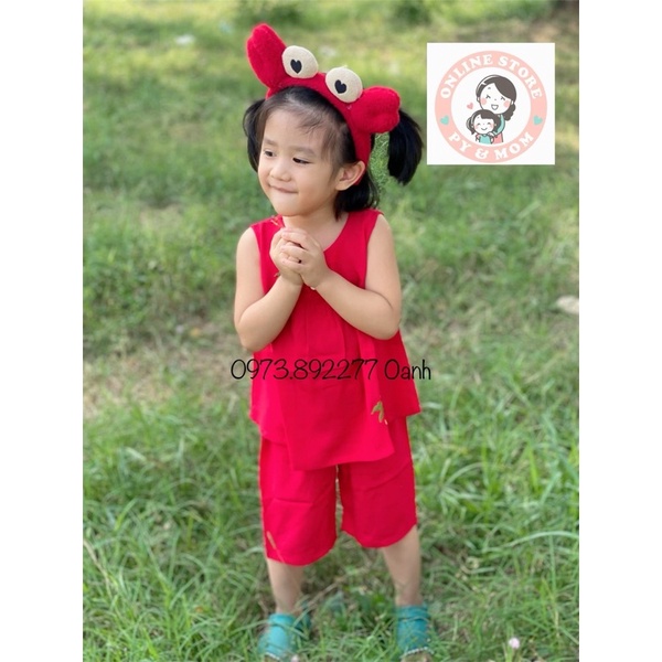 Quần lững áo sát nách bộ tole lanh tôn bé gái như ảnh