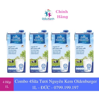 [Combo 4 Hộp] Sữa Oldenburger 1L - Sữa Tươi Nguyên Kem - Sữa Đức