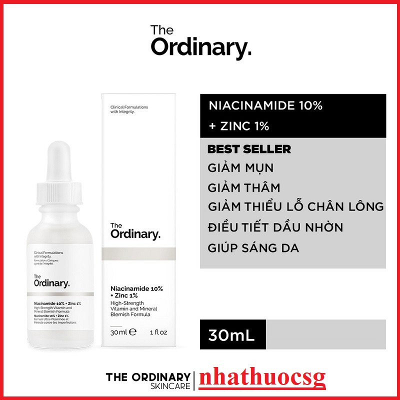 Serum Niacinamide 10% + Zinc 1% giảm mụn, thu nhỏ lỗ chân lông