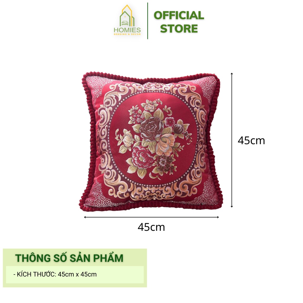 Gối Tựa Sofa HOMIES Phong Cách Tây Âu Trang Trí Sofa, Decor Phòng Khách - Kích Thước 45cm x 45cm