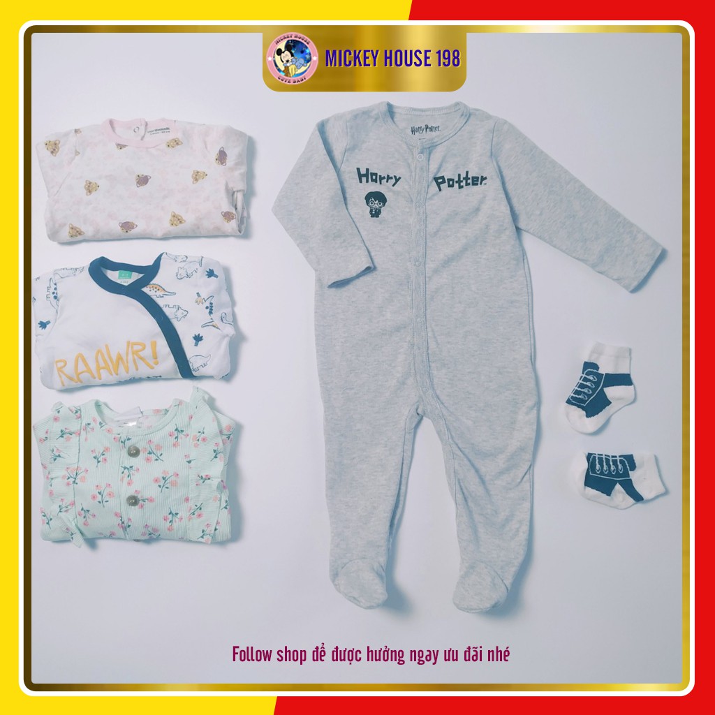 [ Mẫu mới 2021} Bodysuit cotton cho bé - sleepsuit cho bé - body dài tay liền tất sơ sinh