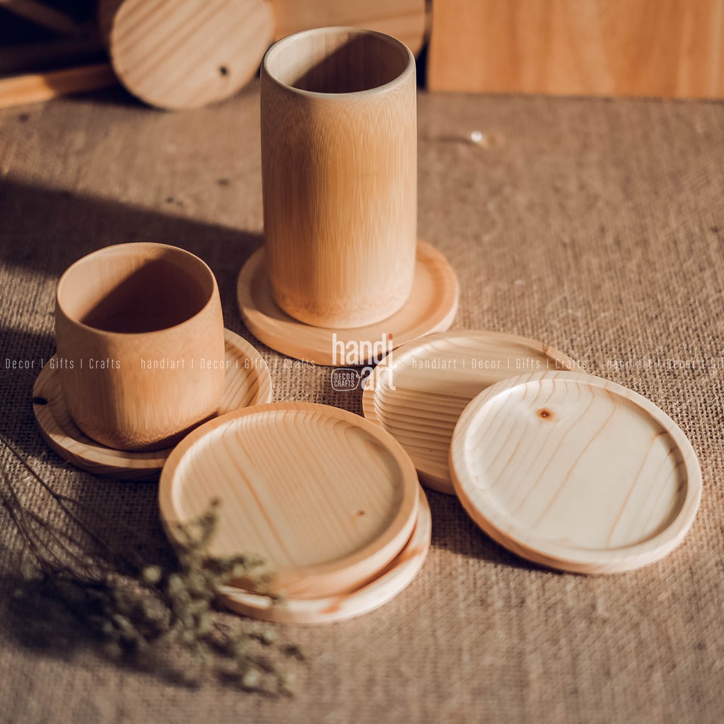 Lót ly bằng gỗ - Lót cóc gỗ - Lót ly gỗ tròn | BigBuy360 - bigbuy360.vn