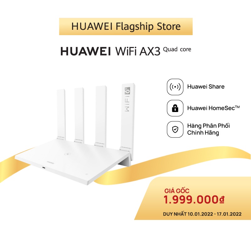 Bộ Định Tuyến HUAWEI Wifi AX3 Pro (CPU 4 Nhân) | 3000 Mbps | Huawei Share