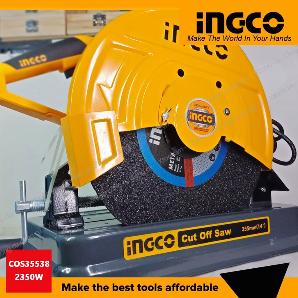 Máy cắt sắt bàn INGCO COS35538 2350W tặng kèm 1 lưỡi cắt máy cắt kim loại lưỡi cắt 355x25.4x3mm bảo hành 6 tháng