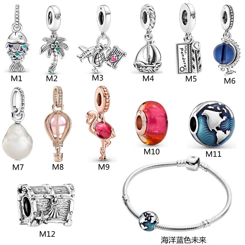 Pandora Tượng kính hình hồng hạc màu xanh dương