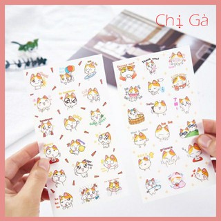Set 6 tấm Sticker Mèo con dùng trang trí sổ tay, nhật ký, dụng cụ học tập
