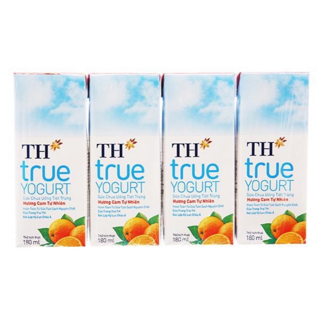 Thùng 48 hộp 180ml Sữa chua uống tiệt trùng TH True Yogurt ( Cam, Dâu, Việt Quất)