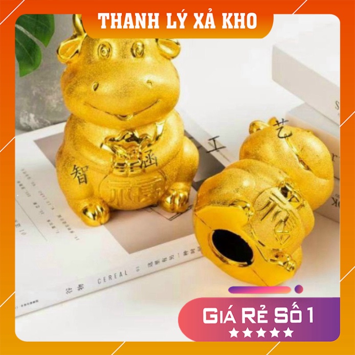 HỘP ĐỰNG TIỀN ❤️𝑭𝒓𝒆𝒆𝒔𝒉𝒊𝒑❤️ TRÂU VÀNG THẦN TÀI TIẾT KIỆM SIZE LỚN 11.5*10*16CM