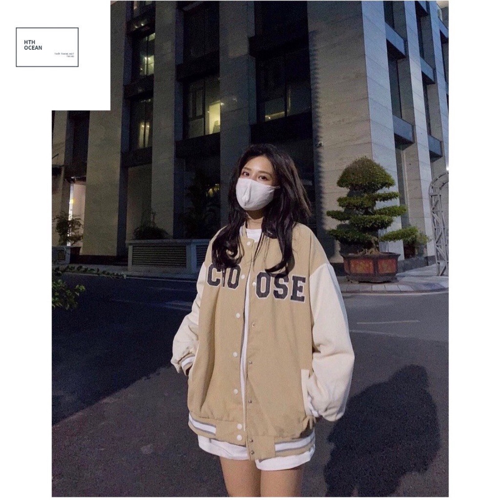 Áo khoác Bomber Nhung Tăm Thêu Chữ Choose Cao cấp, HOT