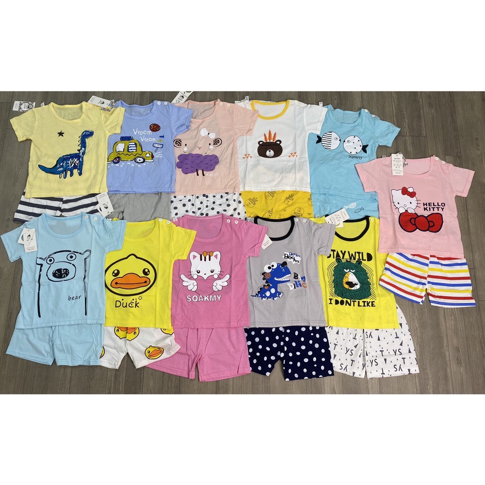 Bộ cộc tay bé trai bé gái Quảng Châu loại 1 bộ cho bé mặc nhà dễ thương chất liệu cotton BABYSTORE88 ( 24-31)