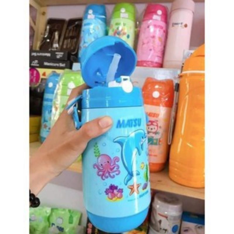 Bình nước học sinh có ống hút Duy Tân MATSU  400ml, 500ml, an toàn, có dây đeo tiện lợi, nhiều màu lựa chọn - KhuBa Shop