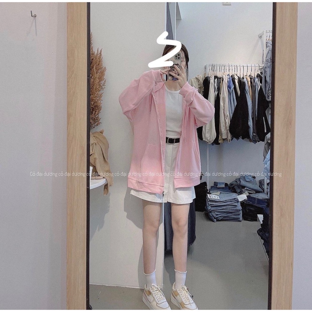 Áo khoác mũ nỉ tăm thêu chữ DI form oversize hàng Quảng Châu Lyn Closet K2208L | BigBuy360 - bigbuy360.vn