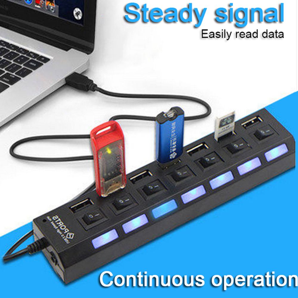 Bộ chia cổng sạc nhanh Usb mở rộng có công tắc on / off 4 cổng 7 cổng cho Pc Laptop tiện dụng