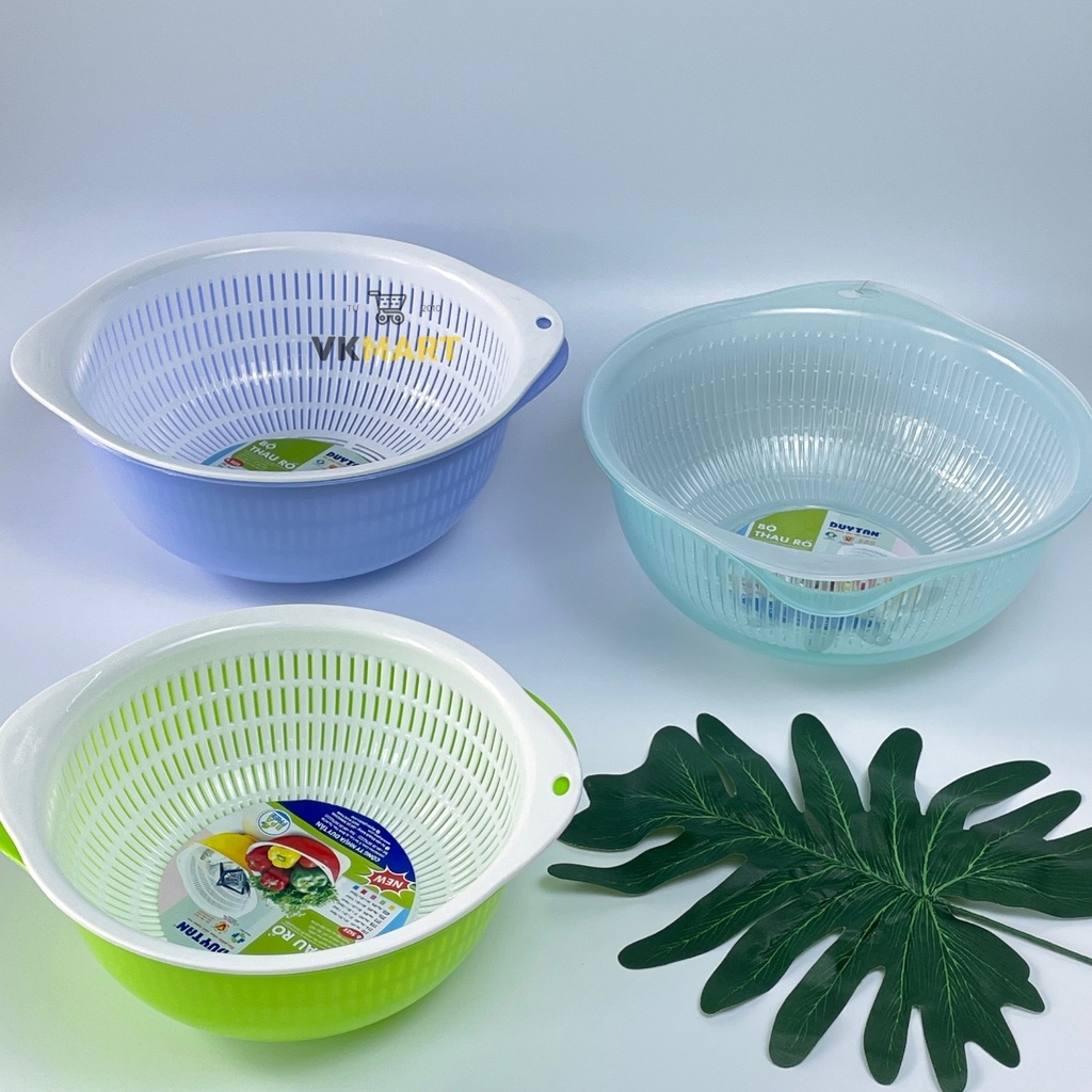 Bộ thau rổ 2 in 1 nhựa Duy Tân, đa năng dùng rửa thực phẩm, đựng đồ