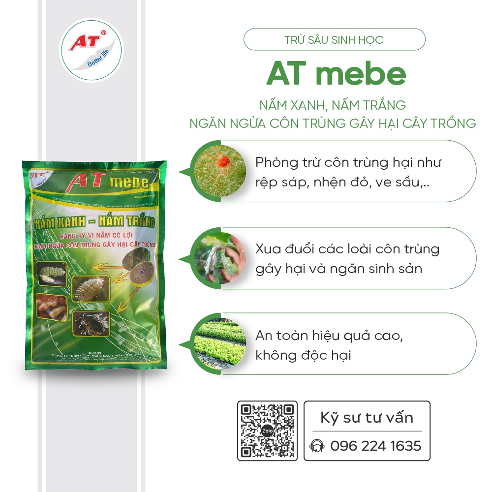 Chế phẩm sinh học trừ sâu AT Mebe đậm đặc 1kg diệt trừ sâu hại, rầy phấn trắng, rệp, bọ trĩ, sâu đục thân, bọ xít