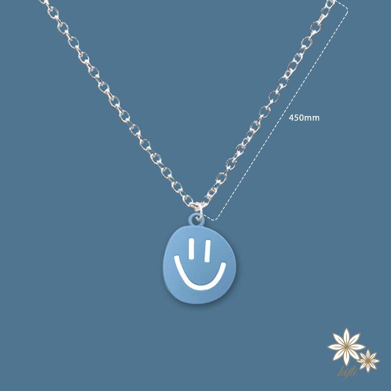 【kifli】Vòng cổ Mặt Hình Mặt Cười Màu Xanh Dương Thời Trang Cho Nữ