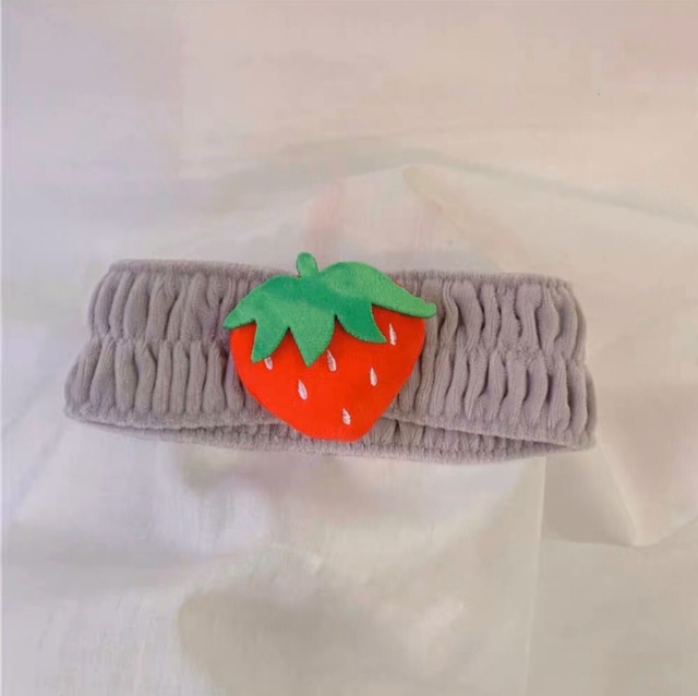 Băng đô turban dâu tây 3D cute vải bông nhung cao cấp