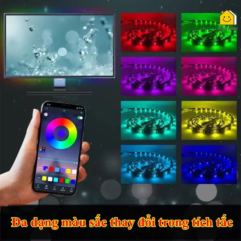 Đèn LED TIKTOK 5M,3M 5050 RGB Bọc SILICON đổi màu ,Nháy theo nhạc dán trang trí DECOR phòng ngủ.