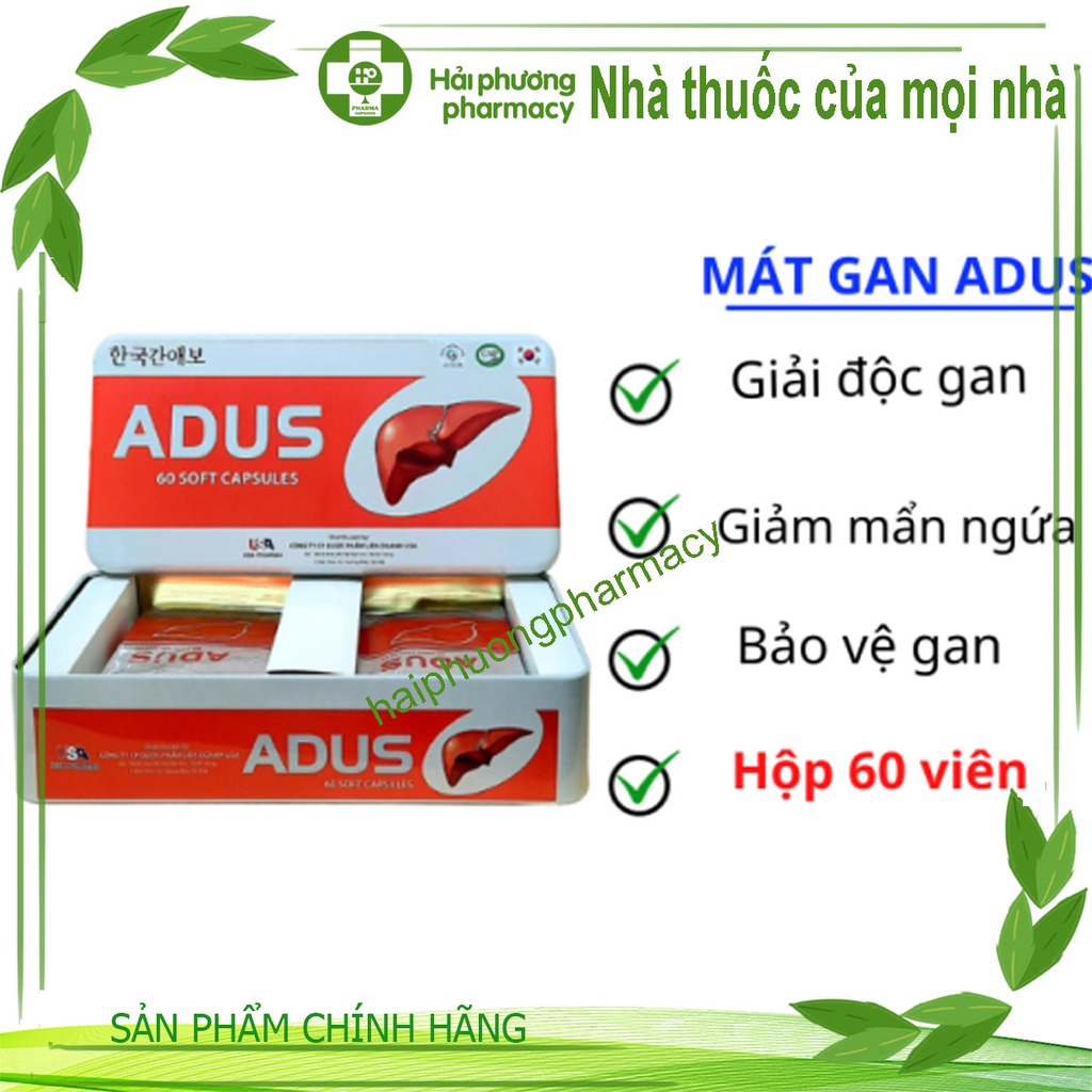 Viên uống giải độc mát gan ADUS tăng cường chức năng gan giảm nẩm ngứa mụn nhọt hộp sắt 60 viên