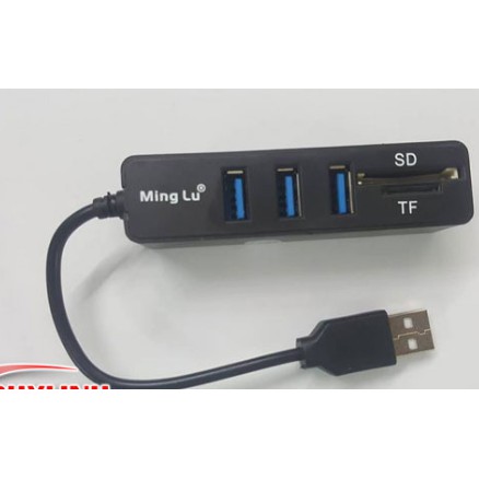 Hub USB 3 Cổng 3.0 Kèm 2 Khe Đọc Thẻ Nhớ Micro và SD