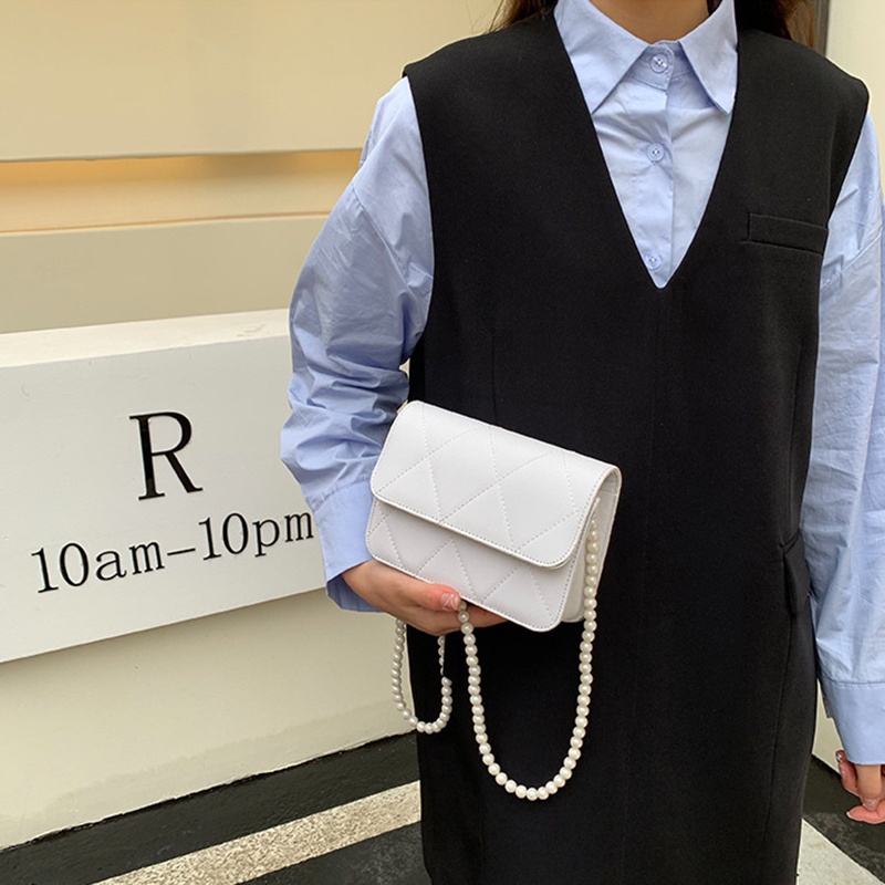 Túi đeo chéo IELGY màu trơn họa tiết đường may hình thoi đơn giản thời trang cổ điển dành cho nữ