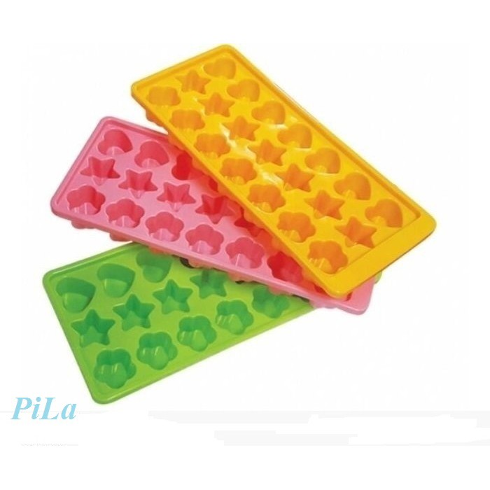 Khay Thạch 21 Viên Hình Tim Sao , Khay Rau Câu, Làm Đá Loại Nhựa Dẽo 21 Viên