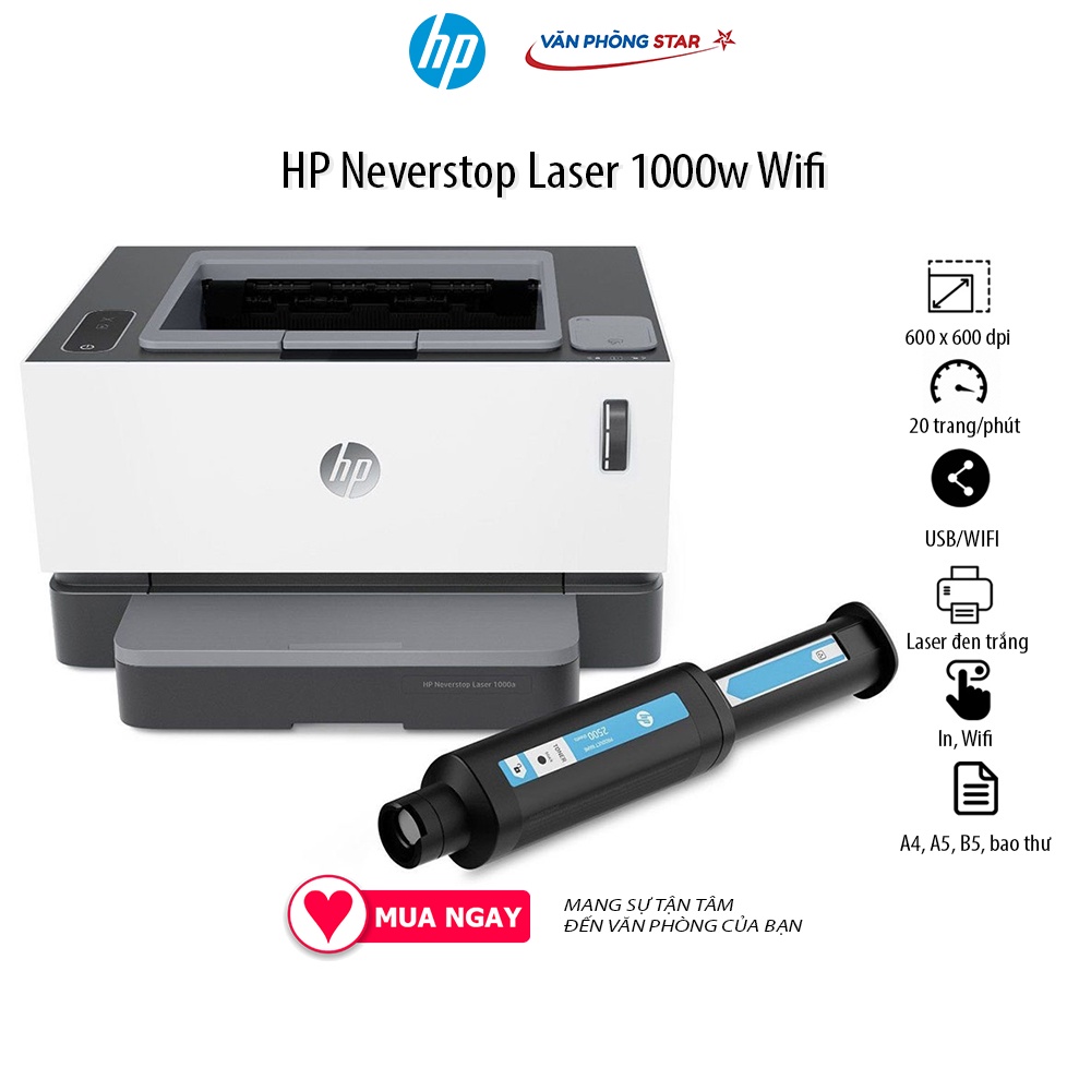 [FREESHIP] Máy in HP Neverstop Laser 1000w - Chính hãng mới 100%  tại VANPHONGSTAR - Bảo hành 24 tháng Toàn quốc