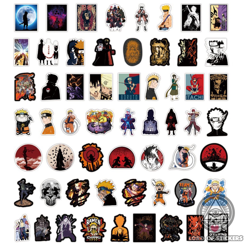 Set 100 Sticker Hình Nhân Vật Truyện Tranh Naruto Sasuke Anime Manga Trang Trí Mũ Bảo Hiểm, Ván Trượt, Laptop, Vali, Sổ