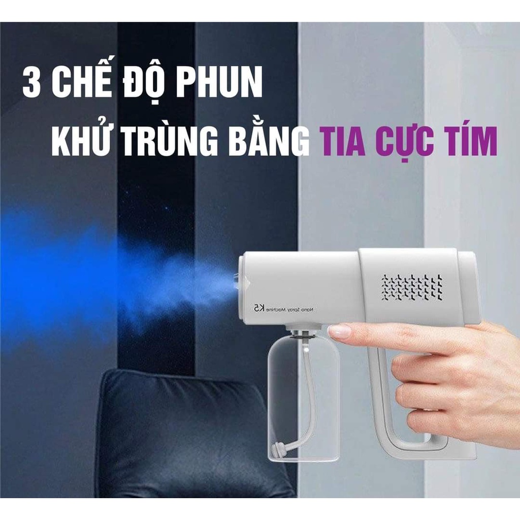 Máy Khử Khuẩn Nano Súng Khử Khuẩn K5 Chuẩn Chất Lượng Châu Âu Diệt Virut Ẩm Mốc Cho Gia Đình Nhà Hàng