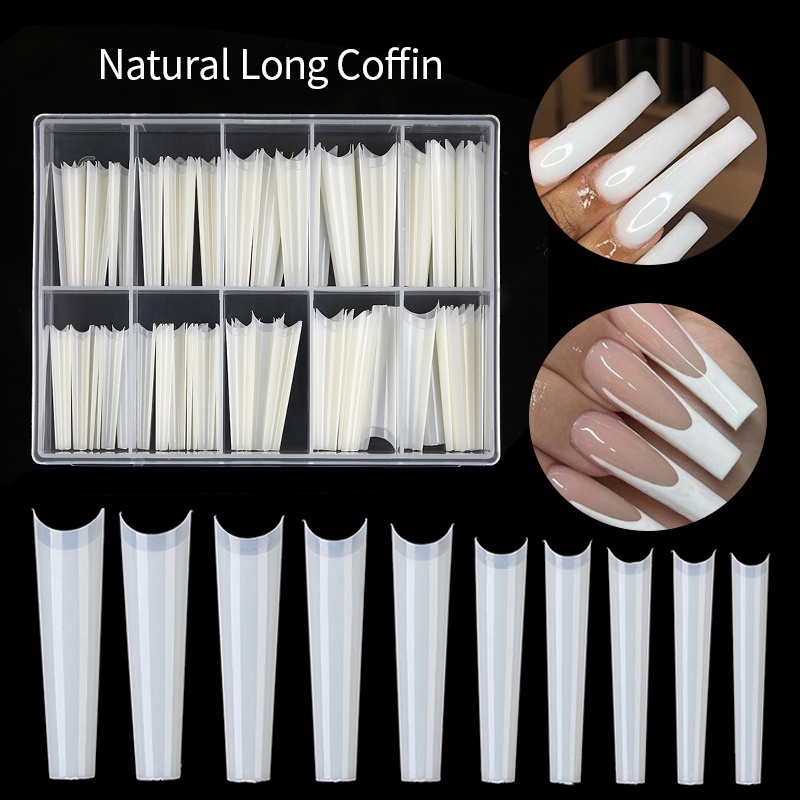 Hộp 100 móng tay giả UR SUGAR trong suốt/ tự nhiên dành cho trang trí móng tay nghệ thuật